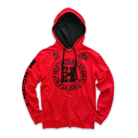 UNISEX 2-TONE NEW VARSITY SEAL PULLOVER HOODY - RED/BLACK
