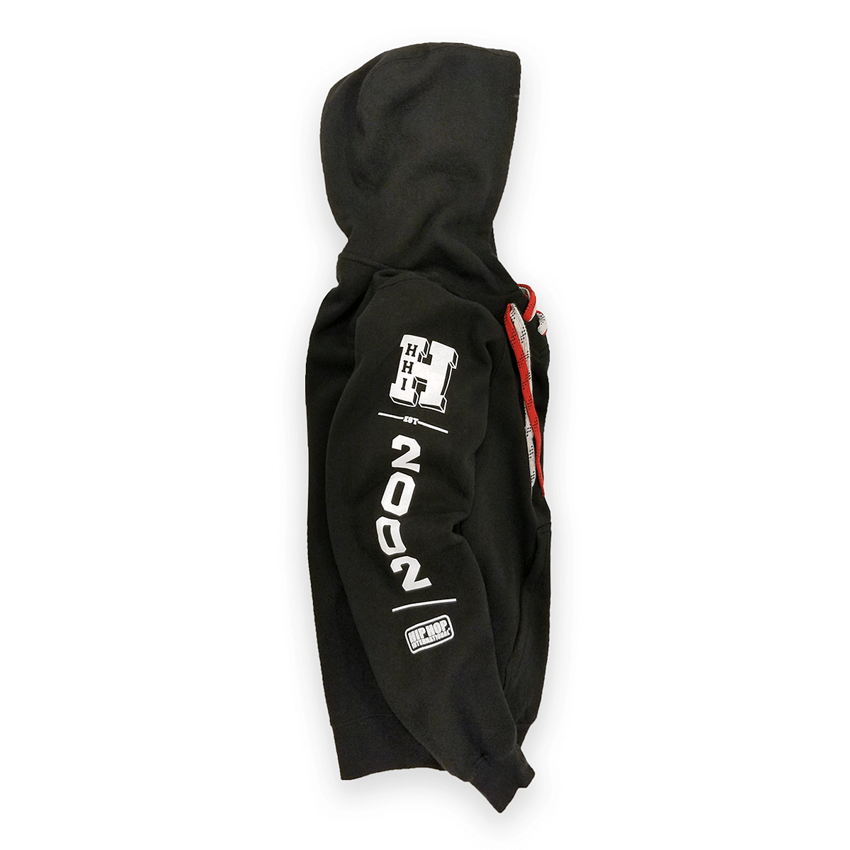 UNISEX HOCKEY FLEECE PULLOVER HOODY WITH CONTRAST LACES - BLACK/WHITE