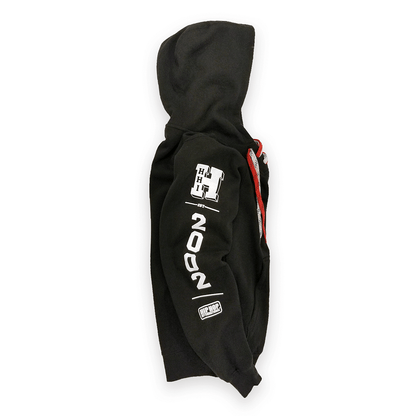 UNISEX HOCKEY FLEECE PULLOVER HOODY WITH CONTRAST LACES - BLACK/WHITE