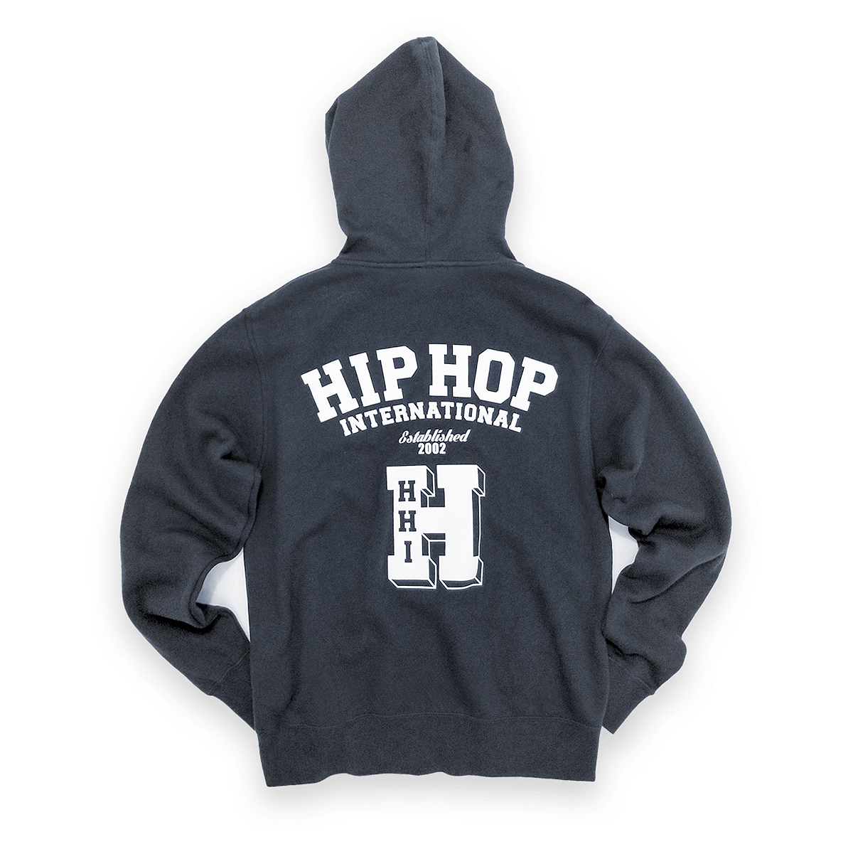 UNISEX NEW VARSITY SEAL CONTRAST DRAWSTRING ZIP FLEECE HOODY - NAVY